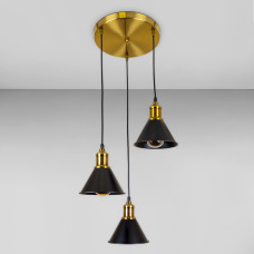 Люстра підвісна Лофт Light House LS-18582F-3 BRZ+BK (300) бронза, плафон чорний