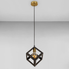 Люстра підвісна лофт Light House LS-17198F-1 BRZ+BK бронза, плафон чорний 
