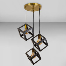 Люстра підвісна лофт Light House LS-17198F-3 BRZ+BK (300) бронза, плафон чорний