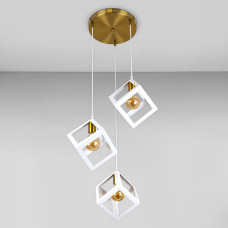 Люстра підвісна лофт Light House LS-17198F-3 BRZ+WH (300) бронза, плафон білий 