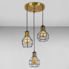 Люстра підвісна Light House LS-17201F-3 BRZ+BK (300) бронза, плафон чорний 