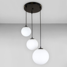 Люстра підвісна кулі Light House LS-18603F-3 BK+WH (300) чорна, плафон білий 