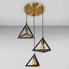 Люстра підвісна Light House LS-17204F-3 BRZ+BK (300) бронза, плафон чорний 