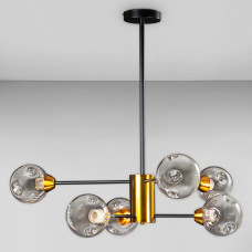 Люстра стельова молекула Light House DX-18605-6 BK+DGD 920*920*500 чорна із золотом