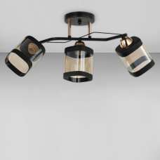 Люстра стельова лофт Light House SC-18609/3 BK+FG 570*170*250 чорна із золотом