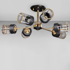 Люстра потолочная лофт Light House ZX-18608-6 FGD 680*680*220 черная с золотом