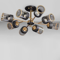 Люстра потолочная лофт Light House ZX-18608-8 FGD 680*680*220 черная с золотом