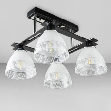 Люстра стельова Light House DL-18569/4 чорна + хром, плафон білий 