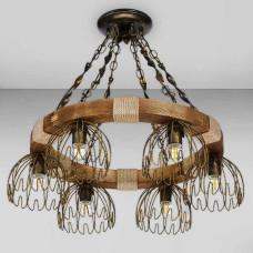 Люстра підвісна дерев'яна Light House DL-18571/6 колір бронза + коричневий