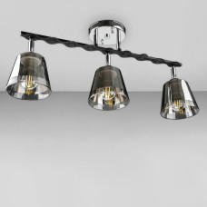 Люстра стельова Light House DL-18572/3 темний хром, плафон димчастий 