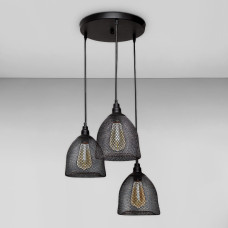 Люстра підвісна Light House LS-18583-3 BK (300) чорна плафон сітка