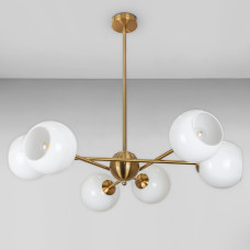 Люстра стельова молекула Light House LS-18614-6 BRZ+WH бронза, плафон білий 