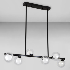 Люстра стельова Light House LS-18615-6 BK+CLWH чорний, плафон прозорий 