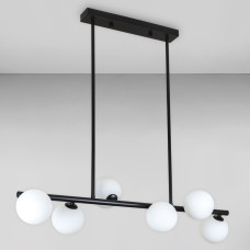 Люстра стельова Light House LS-18615-6 BK+WH чорний, плафон білий 