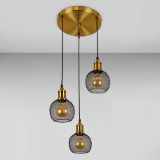 Люстра підвісна Лофт Light House LS-18619F-3 BRZ+BK (300) бронза, плафон чорний 