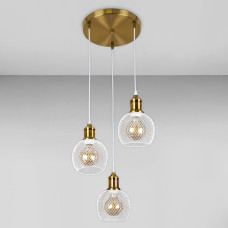 Люстра підвісна Лофт Light House LS-18619F-3 BRZ+WH (300) бронза, плафон білий 