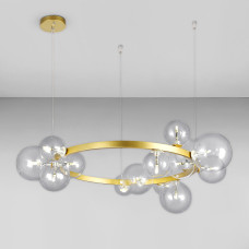 Люстра підвісна лофт Light House LS-17132-15 GD+CL золото, плафон прозорий 