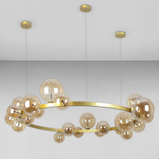 Люстра підвісна лофт Light House LS-17132-24 GD+BR золото, плафон бурштиновий 