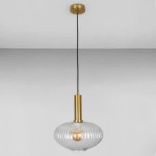 Люстра підвісна Лофт Light House LS-18627-1 BRZ+CL бронза, плафон прозорий 