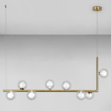 Люстра підвісна Light House LS-18636-8 BRZ+CLWH бронза, плафон прозорий з білим