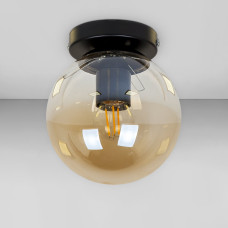 Люстра стельова лофт Light House LS-18638F-1 BK+BR чорна, плафон бурштиновий 