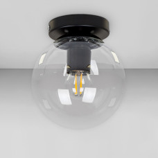 Люстра стельова лофт Light House LS-18638F-1 BK+CL чорна, плафон прозорий 