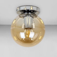 Люстра стельова лофт Light House LS-18638F-1 CR+BR хром, плафон бурштиновий