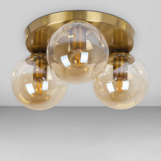 Люстра стельова лофт Light House LS-18638F-3 BRZ+BR (300) бронза, плафон бурштиновий 