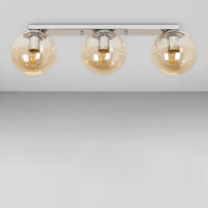 Люстра стельова лофт Light House LS-18638F-3 CR+BR (500) хром, плафон бурштиновий 