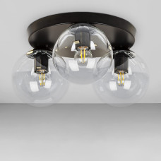 Люстра стельова лофт Light House LS-18638F-3 BK+CL (300) чорна, плафон прозорий 