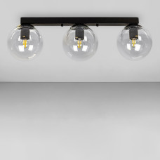 Люстра стельова лофт Light House LS-18638F-3 BK+CL (500) чорна, плафон прозорий 