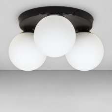 Люстра стельова лофт Light House LS-18638F-3 BK+WH (300) чорна, плафон білий 