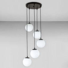 Люстра підвісна levistella 756PR150F-5 BK+WH (300) чорний, плафон білий 