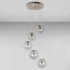 Люстра підвісна levistella 756PR150F-5 CR+CL (290) хром, плафон прозорий 