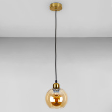 Люстра підвісна Лофт Light House LS-18639F-1 BRZ+BR бронза, плафон бурштиновий 