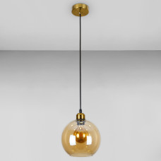 Люстра підвісна Лофт Light House LS-18640F-1 BRZ+BR бронза, плафон бурштиновий 