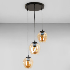Люстра підвісна Лофт Light House LS-17191F-3 BK+BR (300) чорна, плафон бурштиновий 