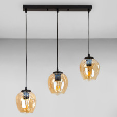 Люстра підвісна Лофт Light House LS-17191F-3 BK+BR (300) чорна, плафон бурштиновий 