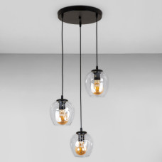 Люстра підвісна Лофт Light House LS-17191F-3 BK+CL (300) чорна, плафон прозорий 