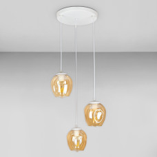 Люстра підвісна Лофт Light House LS-17191F-3 WH+BR (300) біла, плафон бурштиновий 