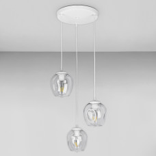 Люстра підвісна Лофт Light House LS-17191F-3 WH+CL (300) біла, плафон прозорий 