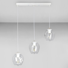 Люстра підвісна Лофт Light House LS-17191F-3 WH+CL (500) біла, плафон прозорий 