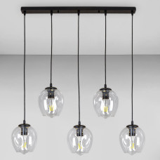 Люстра підвісна Лофт Light House LS-17191F-5 BK+CL (700) чорна, плафон прозорий 