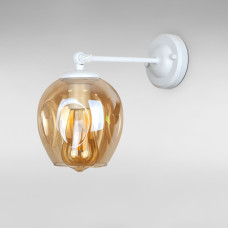 Настінний світильник Бра Light House LS-18142F-1 WH+BR білий, плафон бурштиновий 