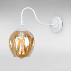 Настінний світильник Бра Light House LS-18142F3-1 WH+BR білий, плафон бурштиновий 