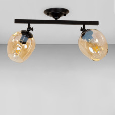 Люстра стельова лофт Light House LS-18142F-2 BK+BR чорна, плафон бурштиновий 