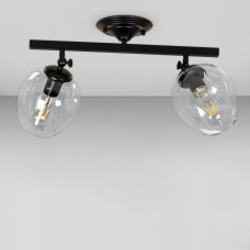 Люстра стельова лофт Light House LS-18142F-2 BK+CL чорна, плафон прозорий 
