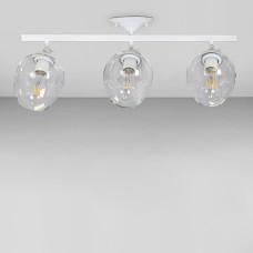 Люстра стельова лофт Light House LS-18142F-3 WH+CL біла, плафон прозорий 