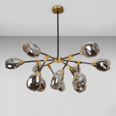 Люстра стельова молекула Light House LS-18645-12 BK бронза + чорний, плафон чорний 