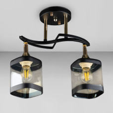 Люстра стельова Light House DL-18656/2 чорна із золотом, плафон чорний + шампань